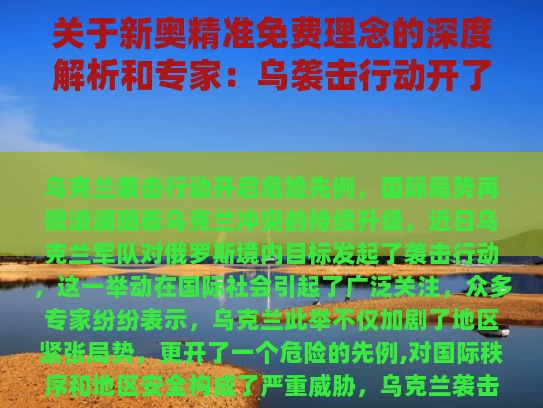 关于新奥精准免费理念的深度解析和专家：乌袭击行动开了一个危险先例与袭击乌巢是谁的计谋